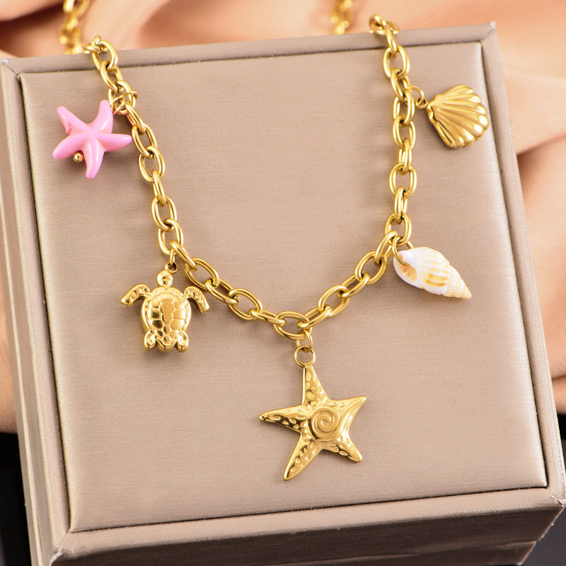 starfish turtle conch gold necklace - MERGE.DAY.1.FREESTYLE