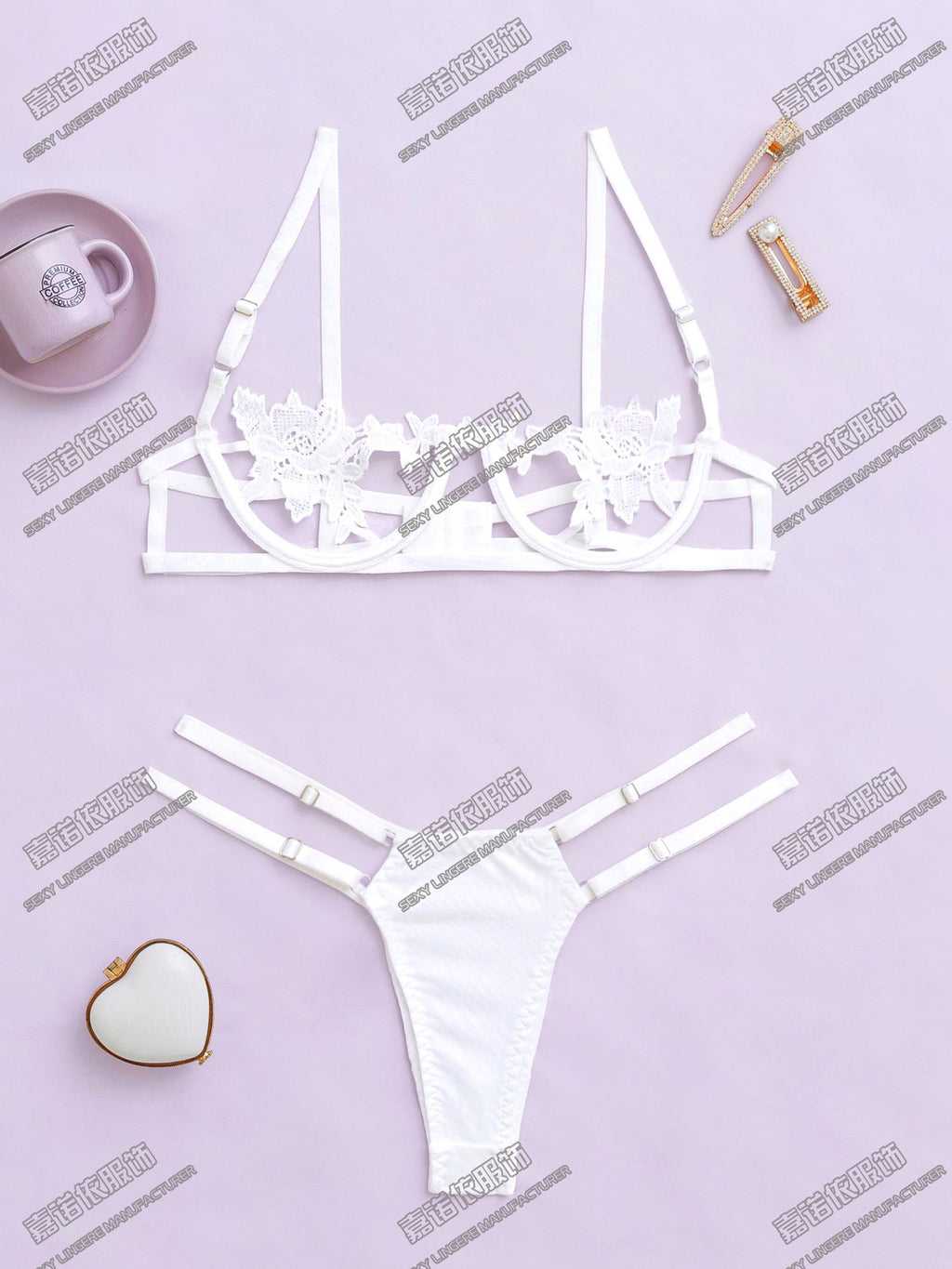 Sexy Underwear Lace Embroidery Hollow Pattern European and American Sexy Two-piece Set Cross-border Sale Supply Exclusive - MERGE.DAY.1.FREESTYLE