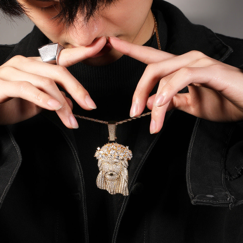 Hip Hop Iced Out CZ Jesus Piece Pendant Necklace - MERGE.DAY.1.FREESTYLE
