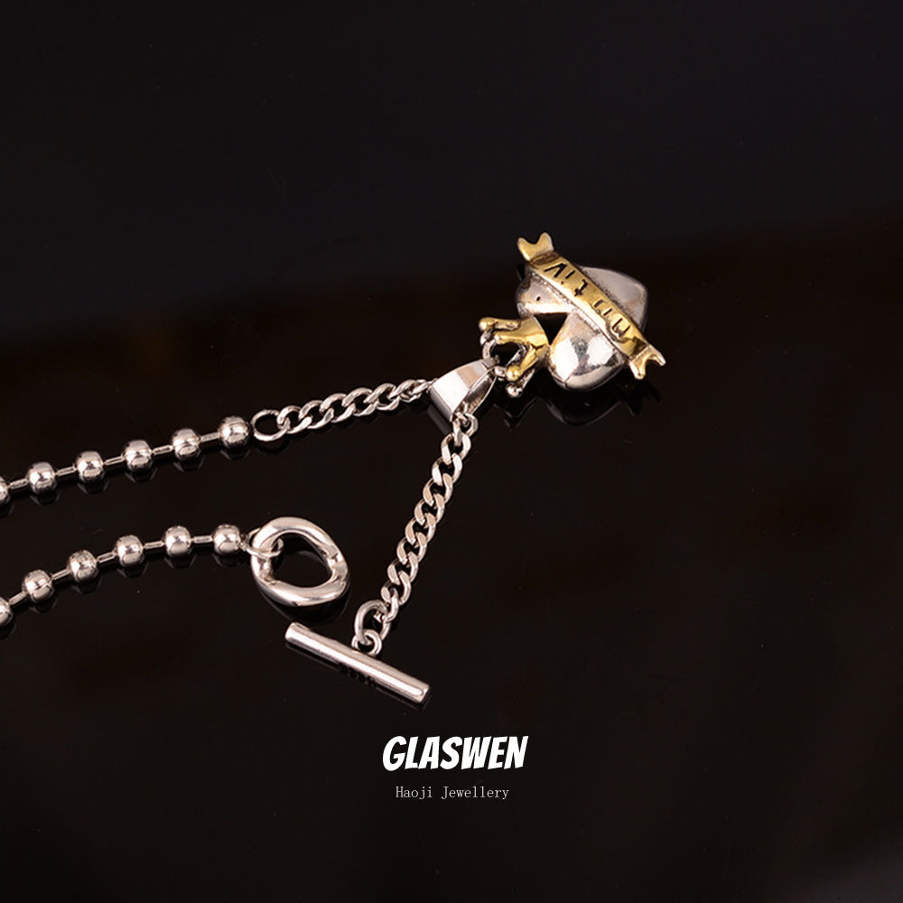 contrast heart pendant crown necklace - MERGE.DAY.1.FREESTYLE