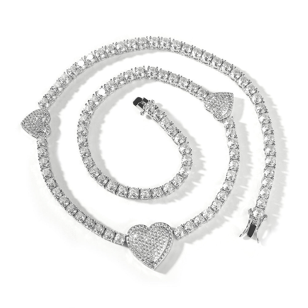diamond tennis necklace Love heart chain - MERGE.DAY.1.FREESTYLE
