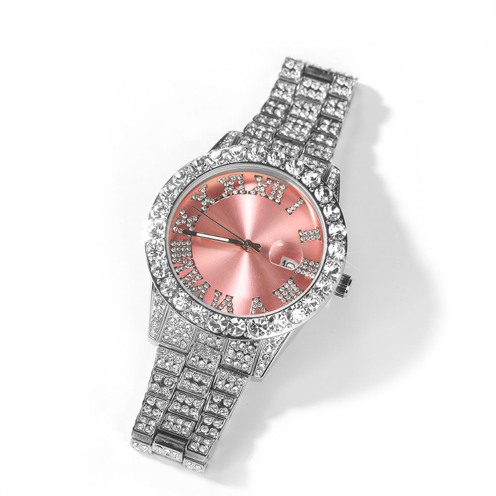 Hip-hop watch with Roman numerals and diamonds, large dial - MERGE.DAY.1.FREESTYLE