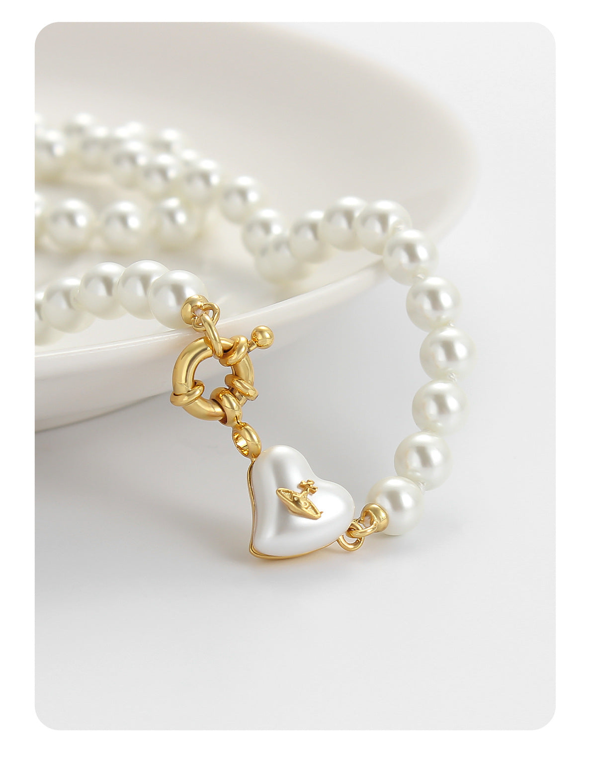 Women's retro heart pearl necklace clavicle chain - MERGE.DAY.1.FREESTYLE