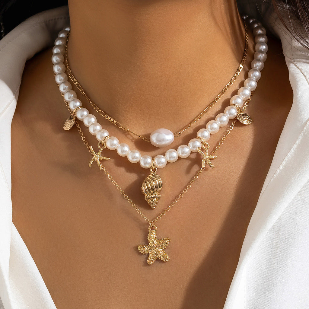starfish necklace pearl shell necklace - MERGE.DAY.1.FREESTYLE