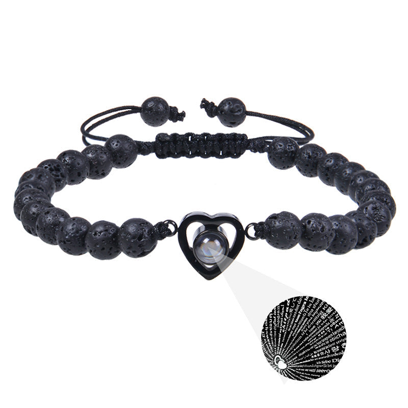 Pink zebra stone beaded heart-shaped projection bracelet - MERGE.DAY.1.FREESTYLE