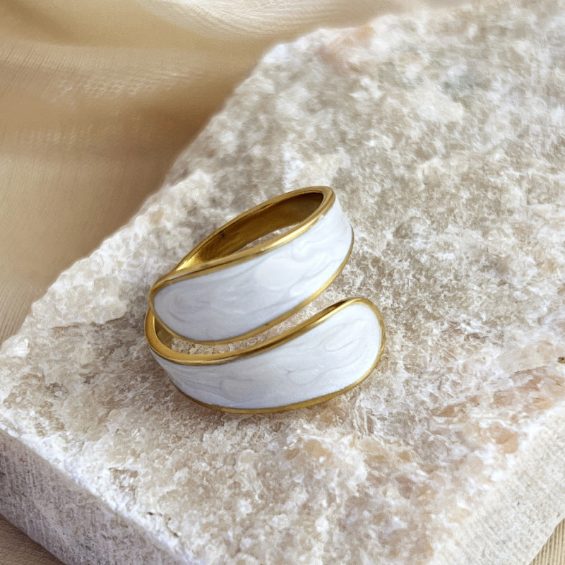 18k gold drop retro open ring - MERGE.DAY.1.FREESTYLE