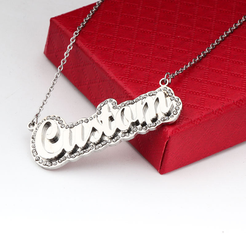 Customized double layer diamond name necklace - MERGE.DAY.1.FREESTYLE