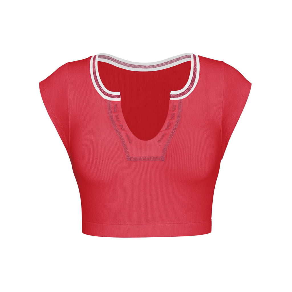 Slim Fit Ultra Short Sexy Spicy Girls Top Knitted Thread T-shirt - MERGE.DAY.1.FREESTYLE