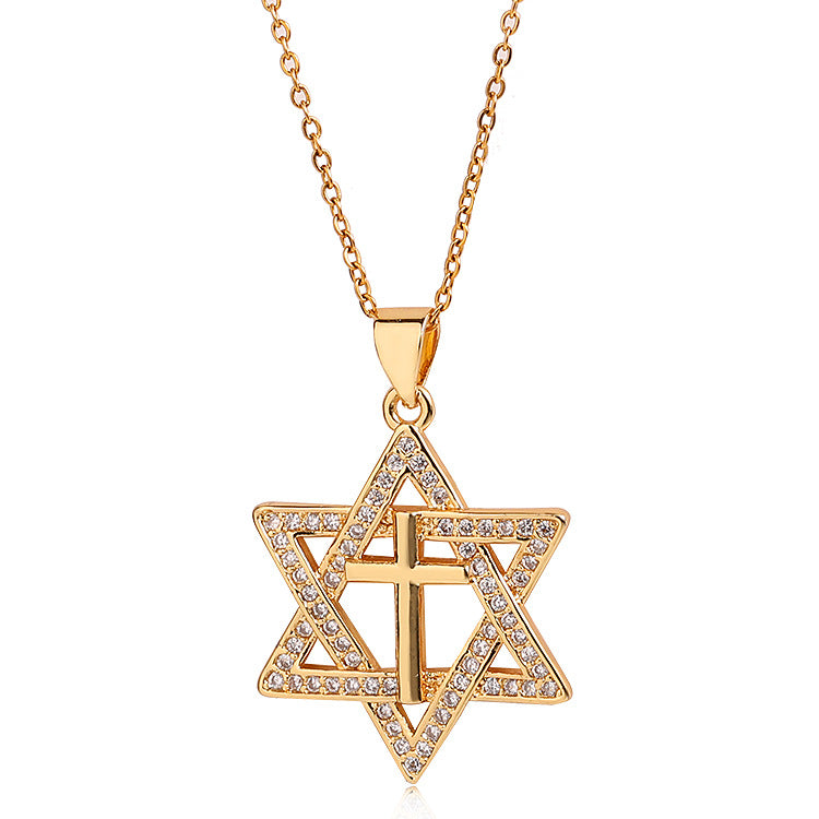 star of david necklace cross diamond necklace - MERGE.DAY.1.FREESTYLE