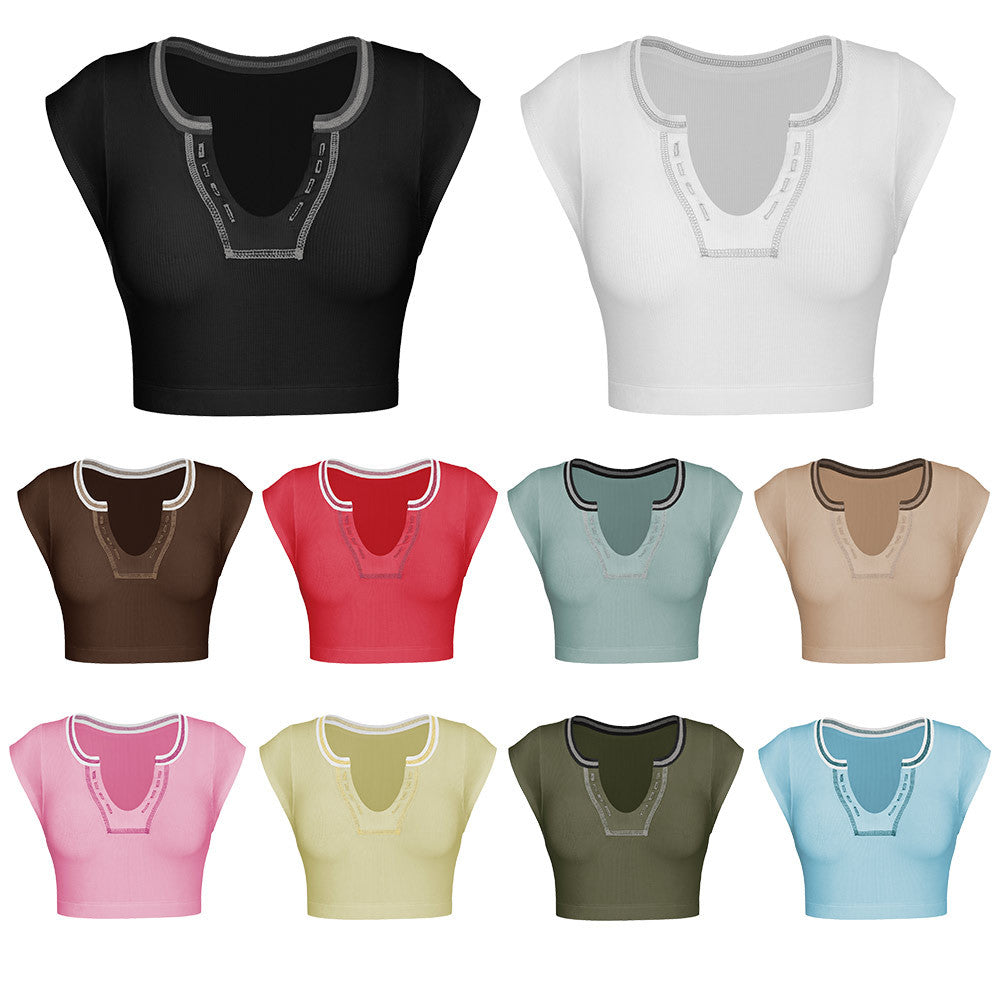 Slim Fit Ultra Short Sexy Spicy Girls Top Knitted Thread T-shirt - MERGE.DAY.1.FREESTYLE