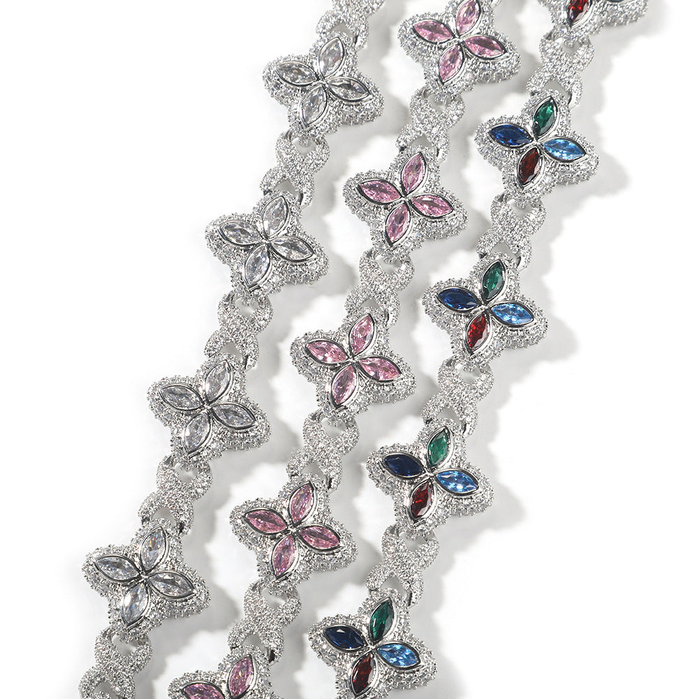 Hip-hop zircon colored infinite four-leaf clover bracelet - MERGE.DAY.1.FREESTYLE