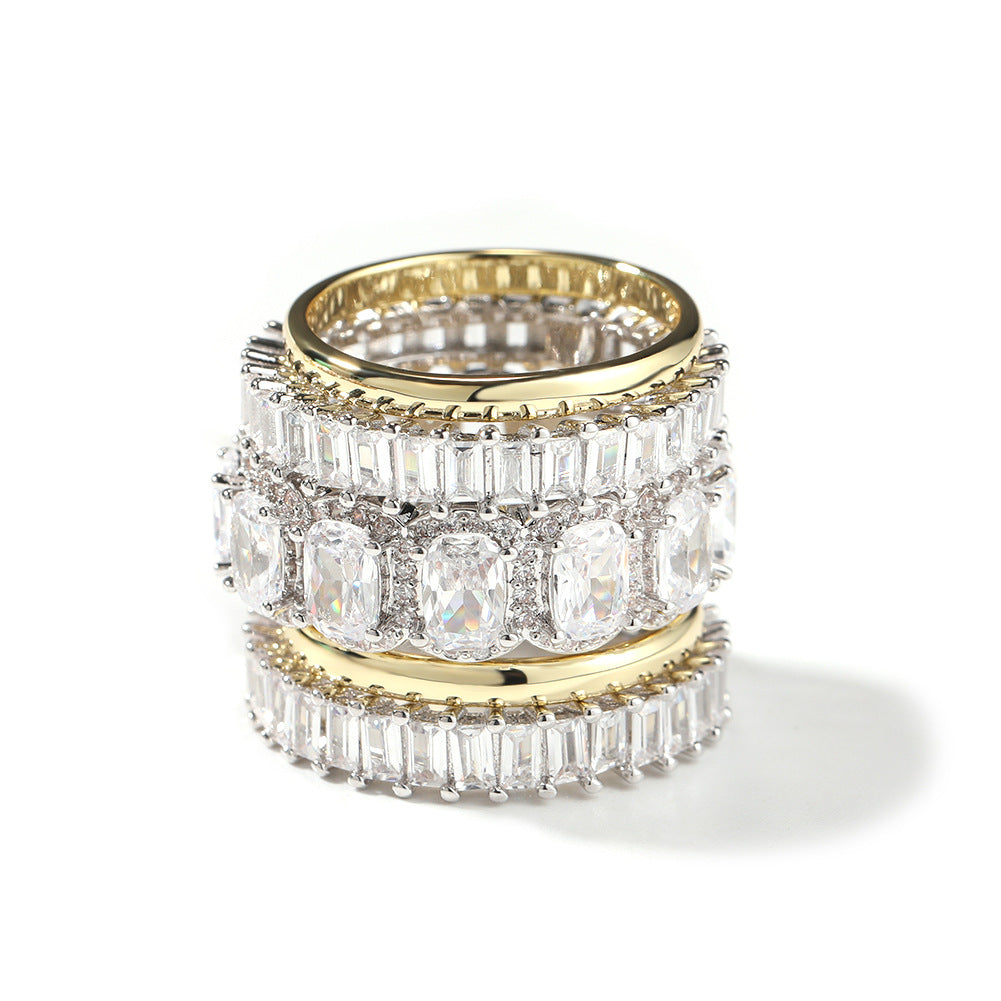 Cool and handsome men's hip-hop diamond-encrusted five-piece ring set - MERGE.DAY.1.FREESTYLE