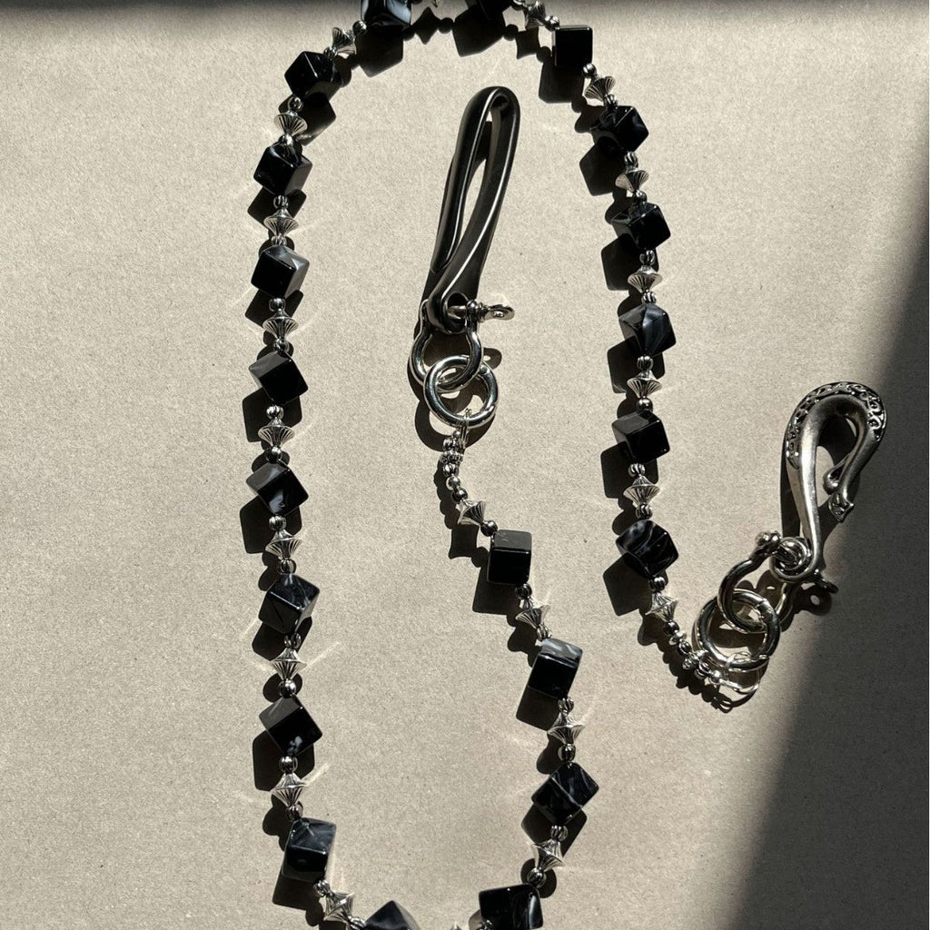 Black smudged dark style pure handmade design trouser chain - MERGE.DAY.1.FREESTYLE