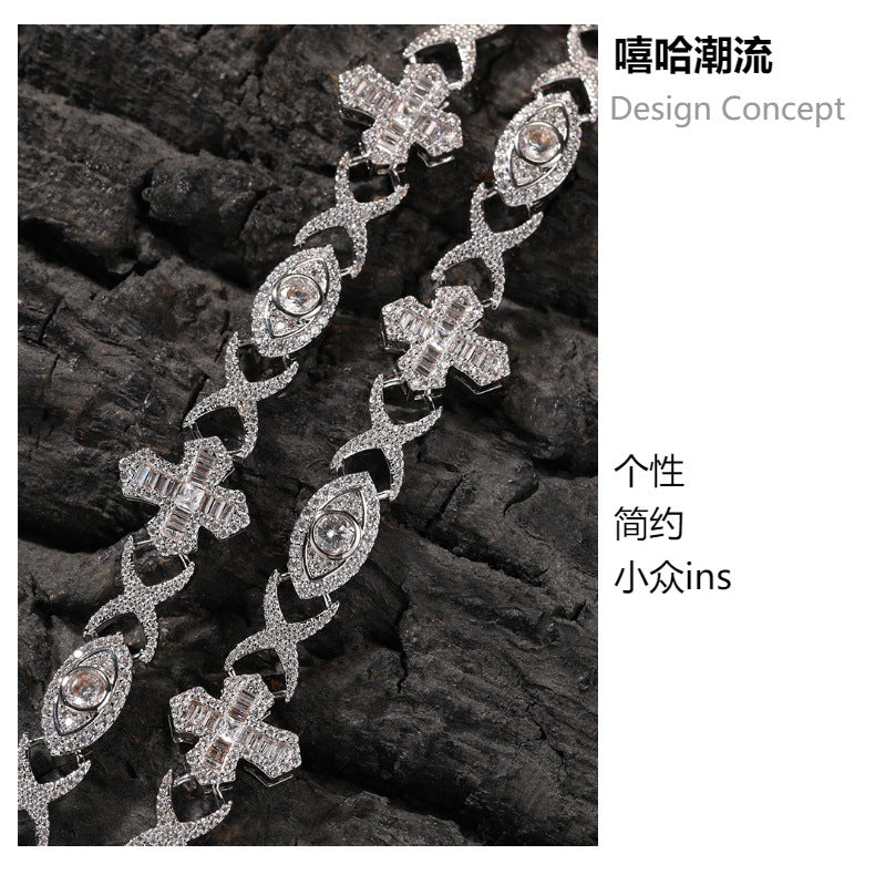 Hip Hop Zirconia Eye Cross Bracelet - MERGE.DAY.1.FREESTYLE