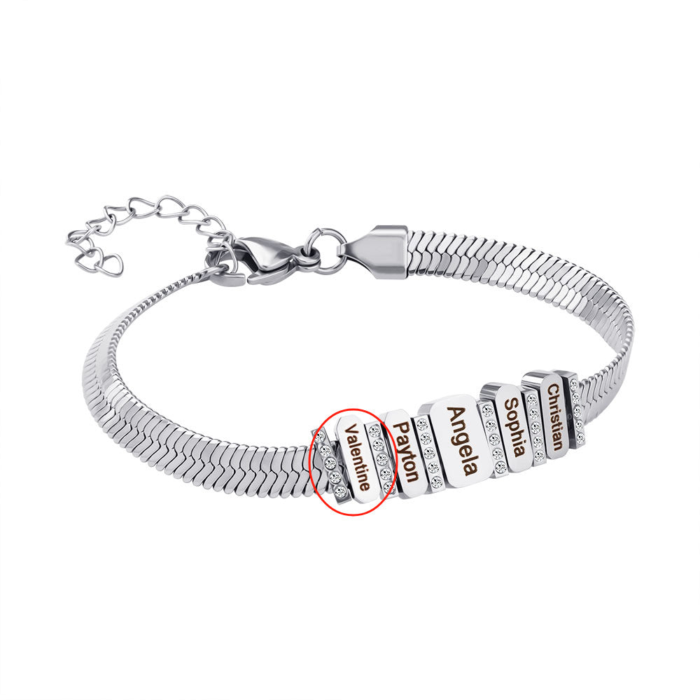 Flat snake bone chain diamond engraving bracelet - MERGE.DAY.1.FREESTYLE