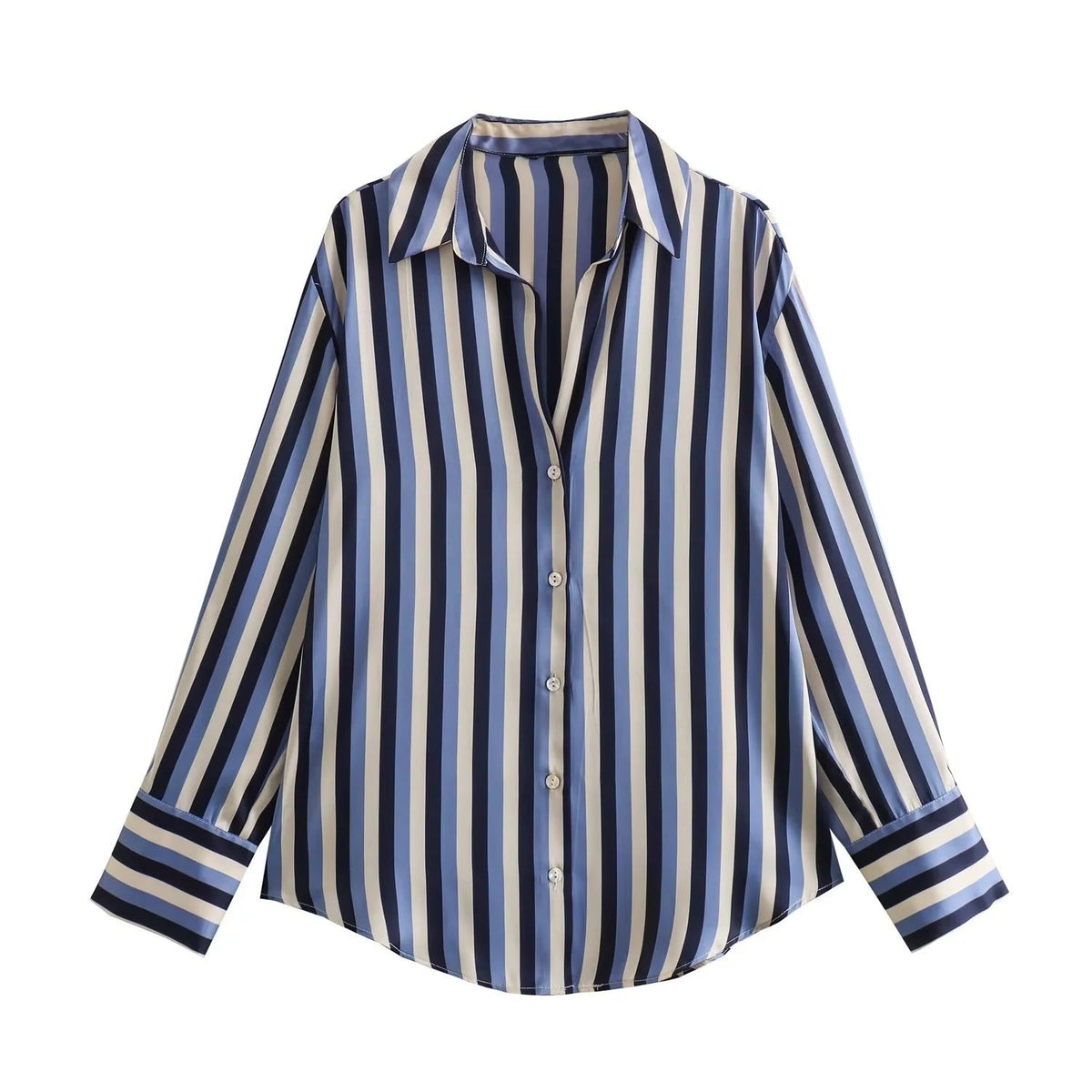Striped satin long-sleeved shirt - MERGE.DAY.1.FREESTYLE
