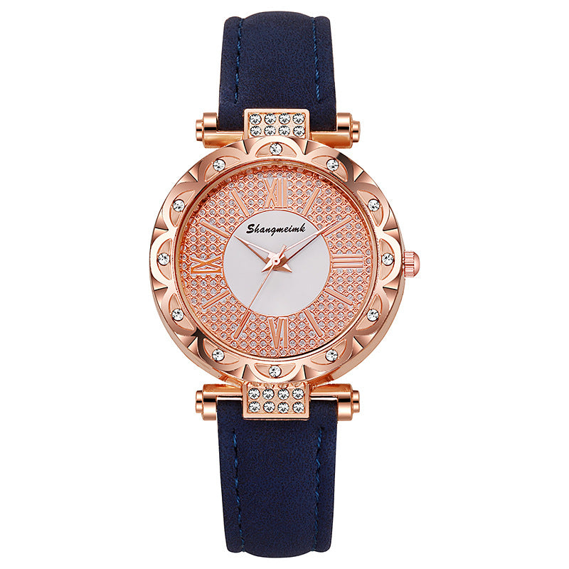 Korean-style quartz watch with a simple leather strap. - MERGE.DAY.1.FREESTYLE
