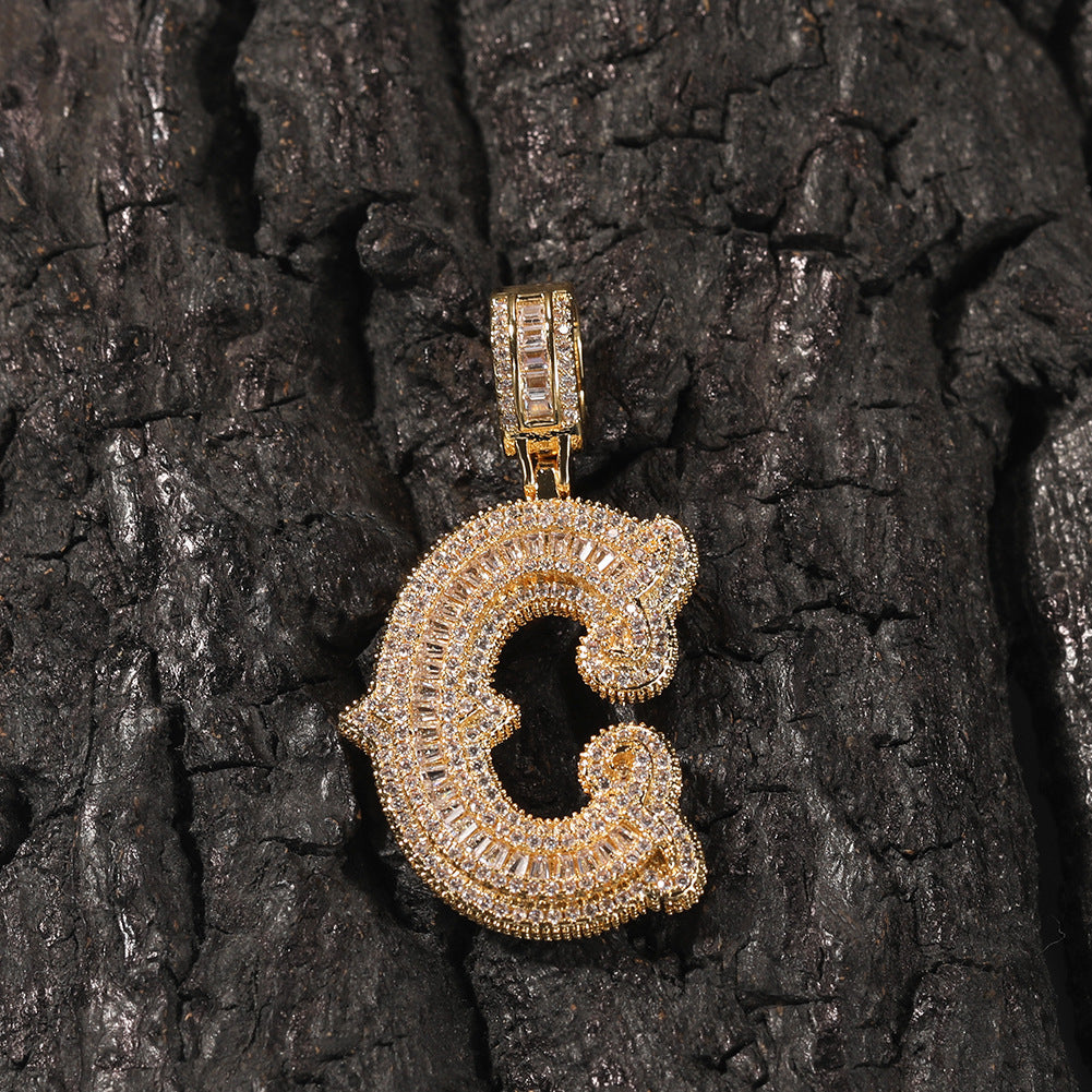 Hip-hop fully diamond-encrusted spiky rock sugar letter necklace - MERGE.DAY.1.FREESTYLE
