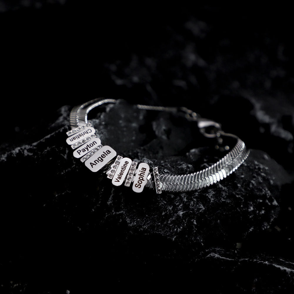 Flat snake bone chain diamond engraving bracelet - MERGE.DAY.1.FREESTYLE