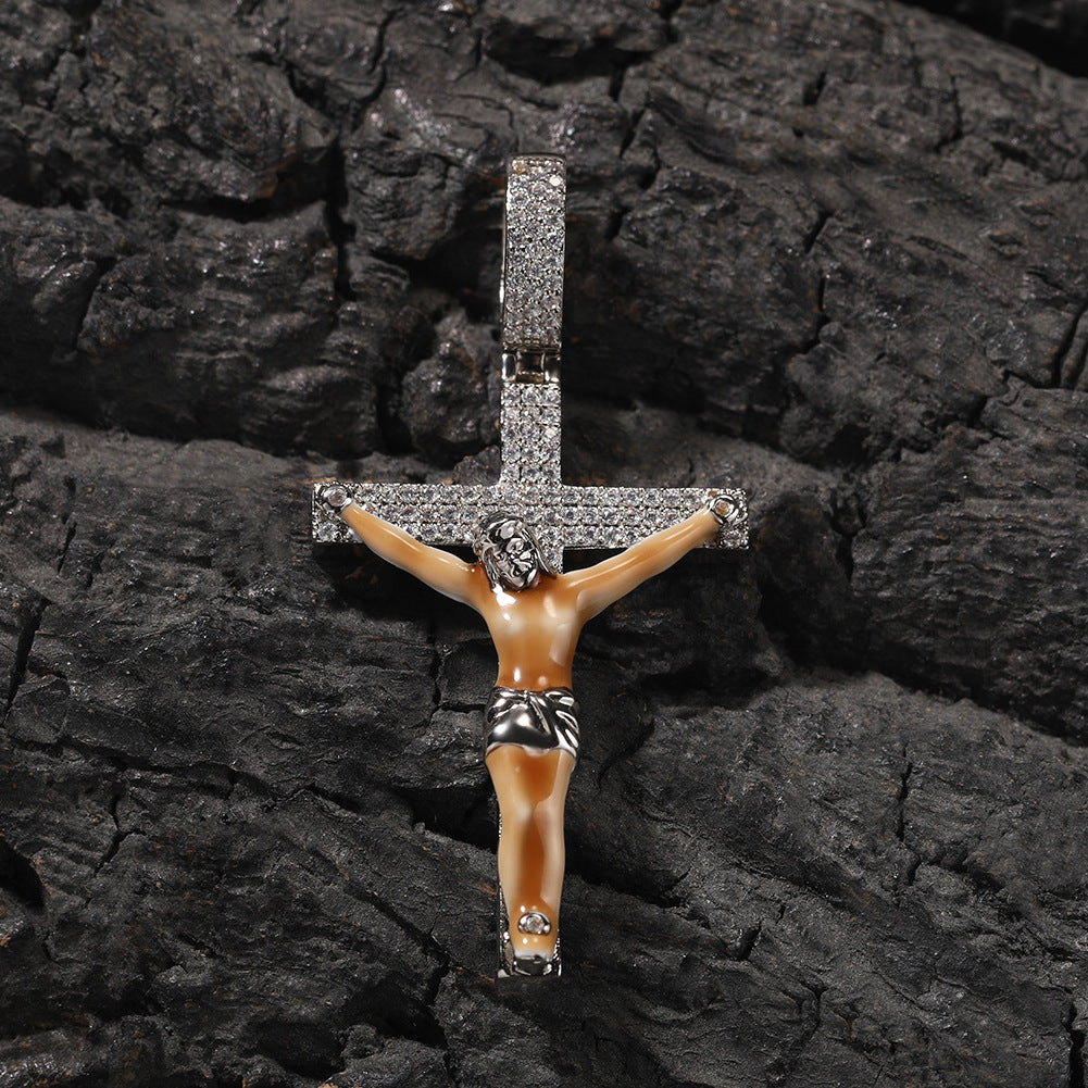 Enamel Cross Diamond Pendant - MERGE.DAY.1.FREESTYLE