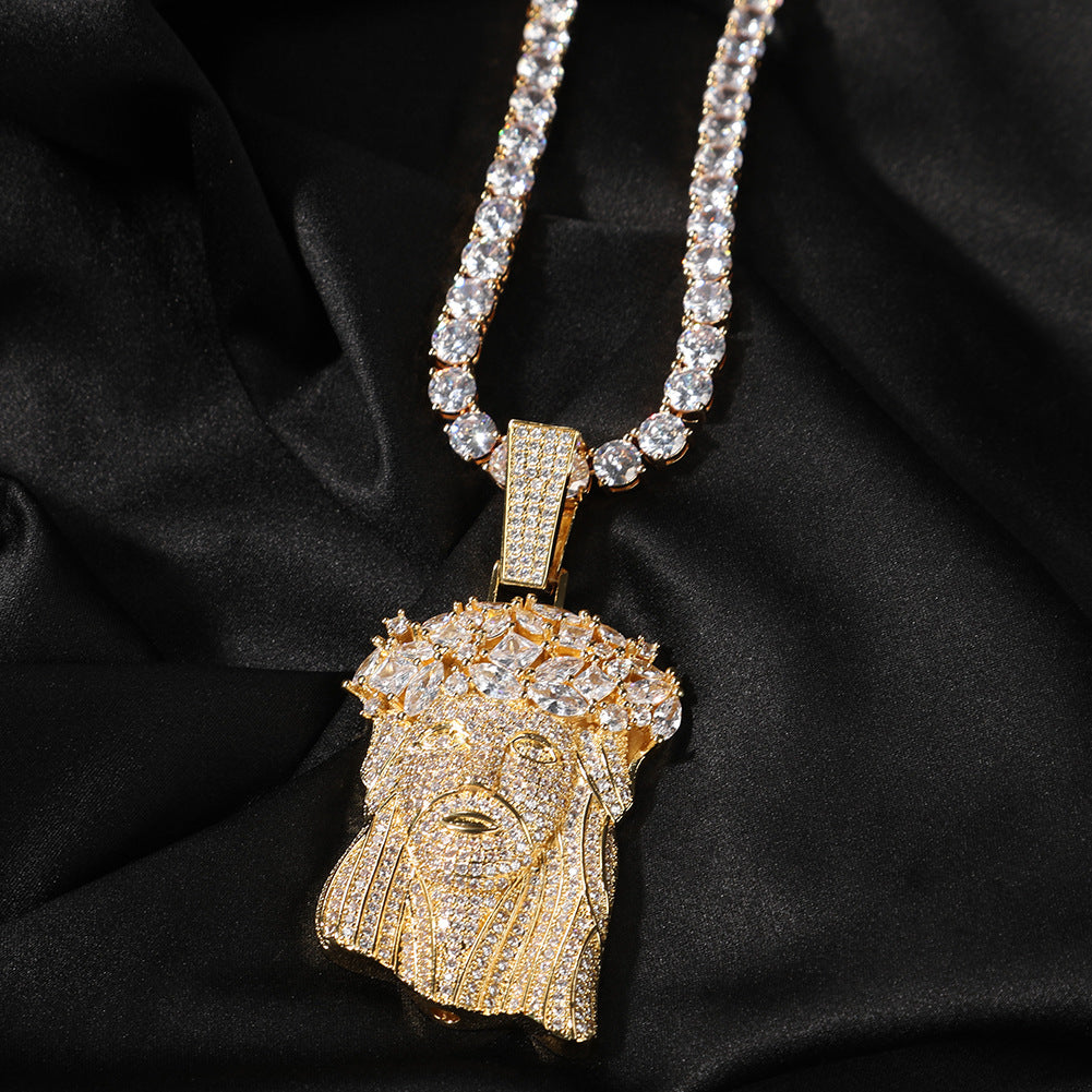 Hip Hop Iced Out CZ Jesus Piece Pendant Necklace - MERGE.DAY.1.FREESTYLE