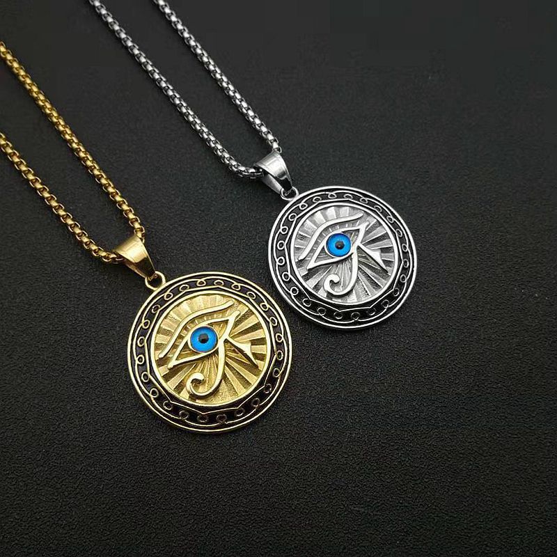 Eye of Horus Gold Blue Eye Medal Pendant - MERGE.DAY.1.FREESTYLE