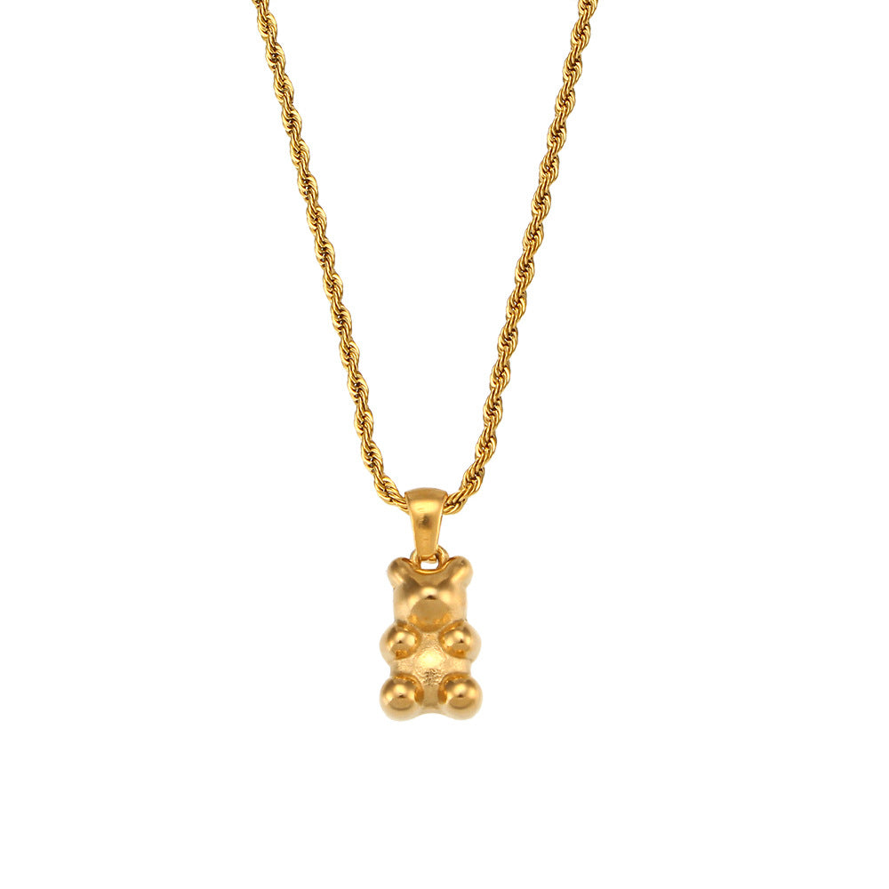 Bear pendant 18K zirconium necklace - MERGE.DAY.1.FREESTYLE