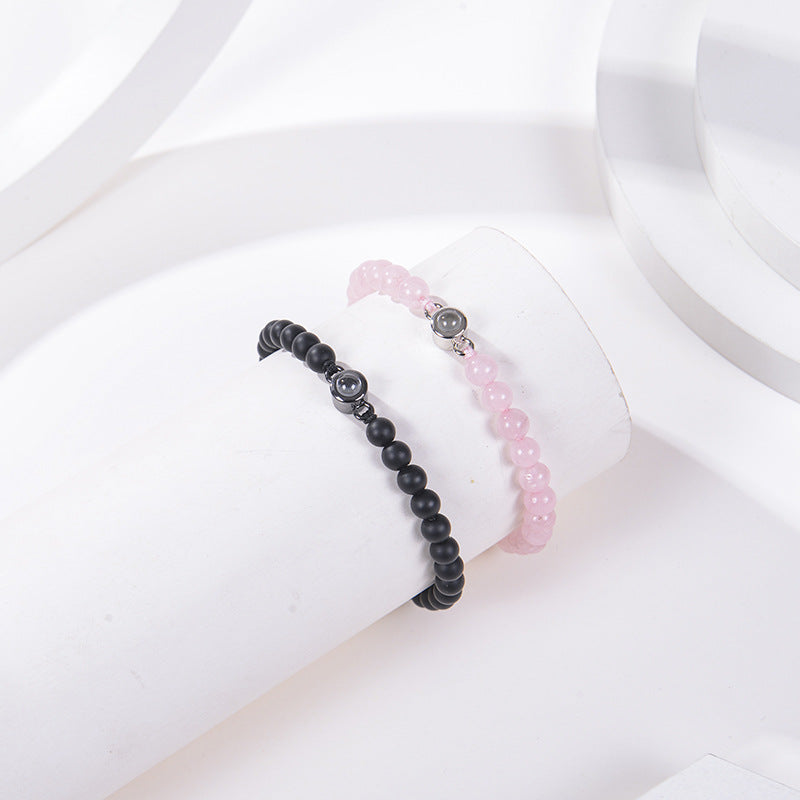 Pink crystal string stone projection bracelet - MERGE.DAY.1.FREESTYLE