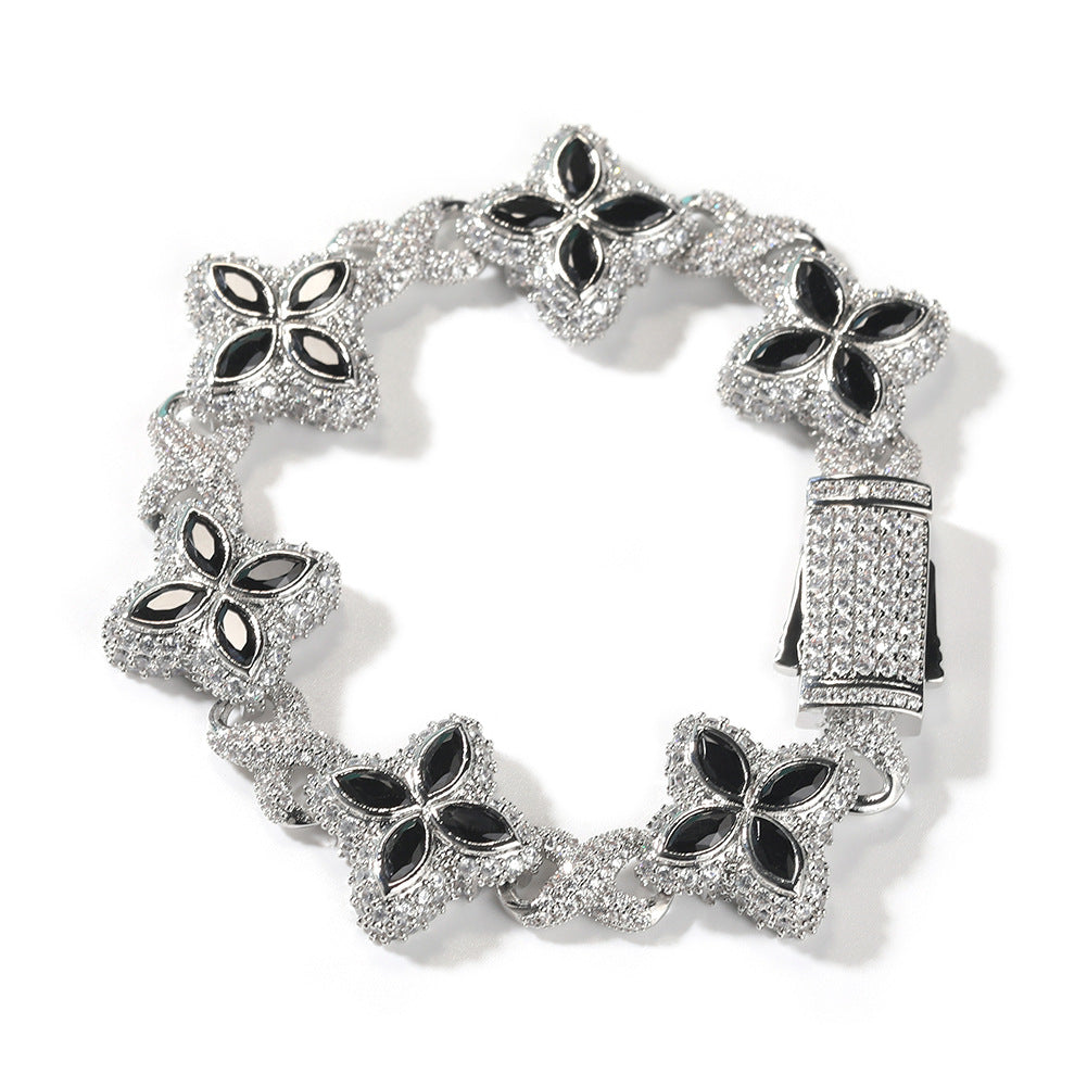 Hip-hop zircon colored infinite four-leaf clover bracelet - MERGE.DAY.1.FREESTYLE