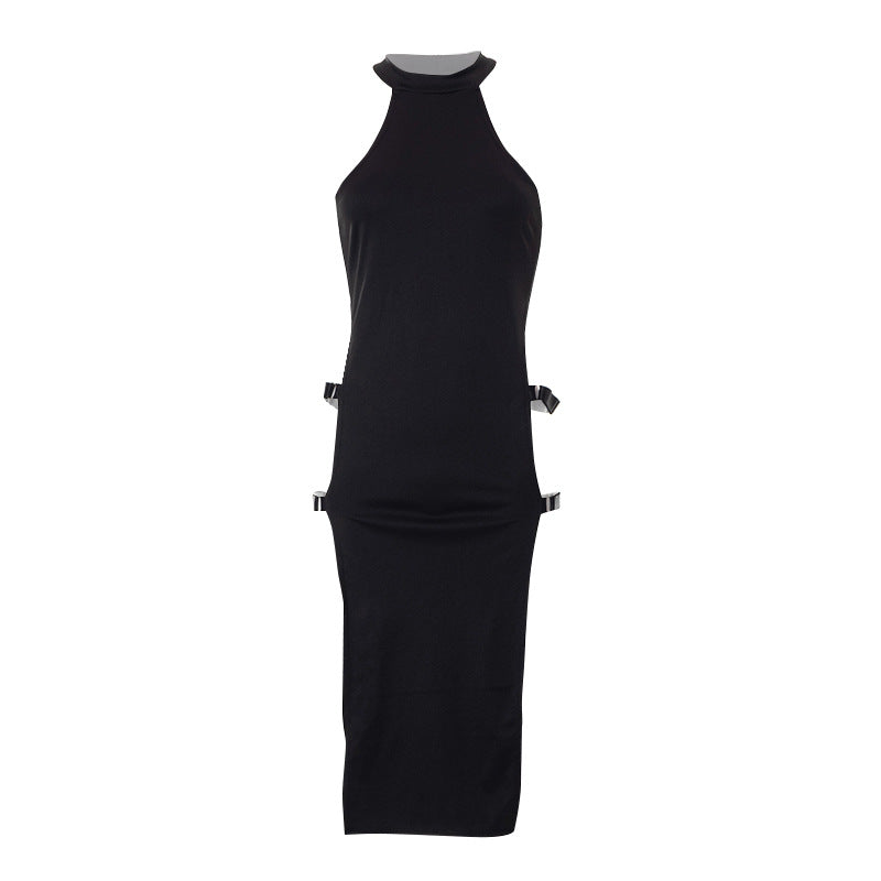 Sleeveless Hollow Side Slit High Waist Women's Dress - MERGE.DAY.1.FREESTYLE