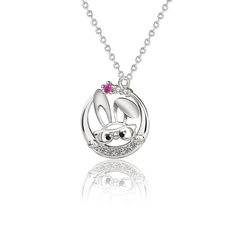 Cute Rabbit Inlaid Zircon Necklace Sterling Silver 925 Personality Clavicle Chain - MERGE.DAY.1.FREESTYLE