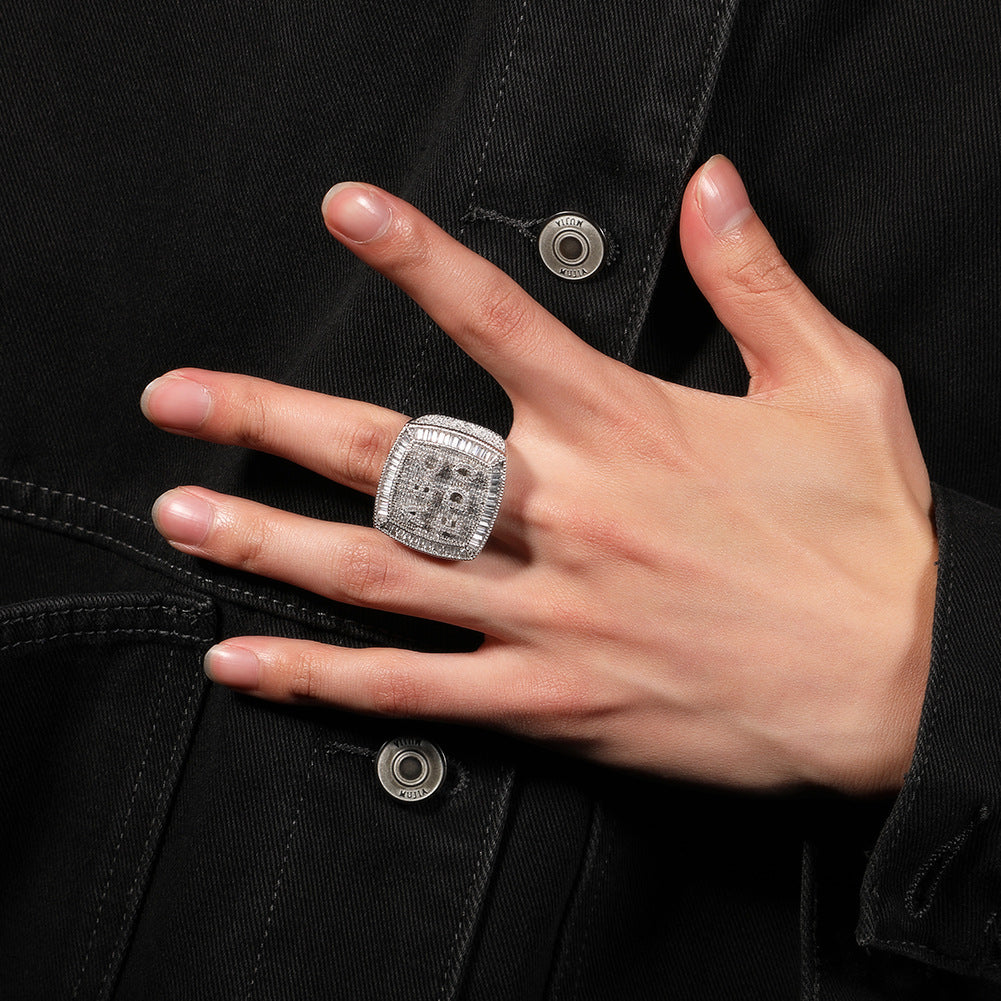 Hip-hop diamond-encrusted zircon DIY letter square ring - MERGE.DAY.1.FREESTYLE