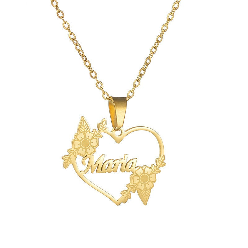 Hollow Love Customized Name Necklace Laser Marked Clavicle Chain - MERGE.DAY.1.FREESTYLE