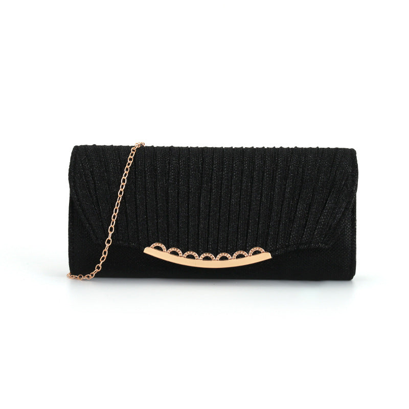 Pleated stitching chain crossbody Clutch Handbag - MERGE.DAY.1.FREESTYLE