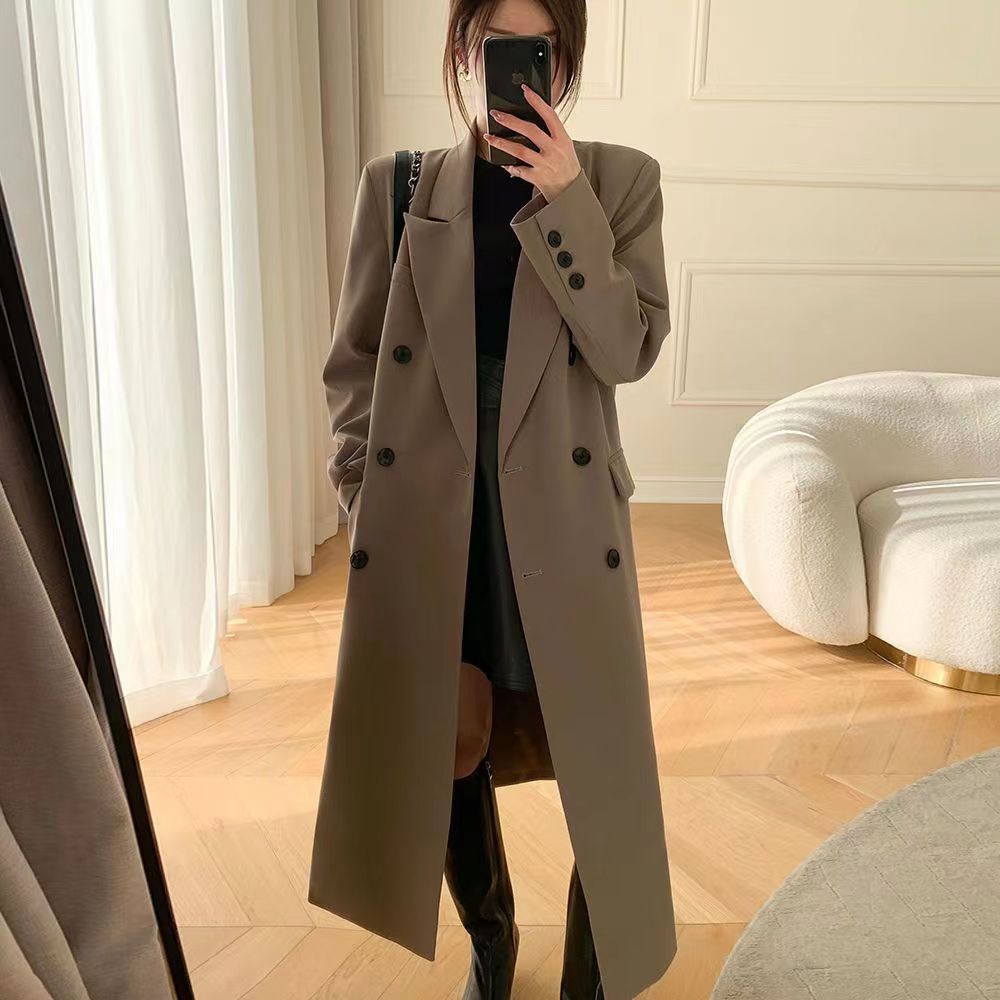 Double-breasted suit collar long coat - MERGE.DAY.1.FREESTYLE