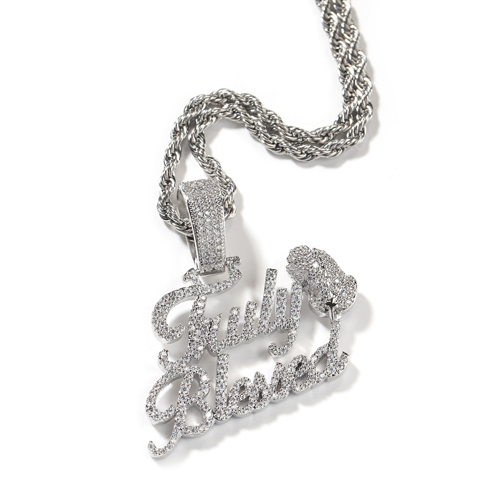Truly Blessed Praying Hands Pendant Letter Necklace - MERGE.DAY.1.FREESTYLE
