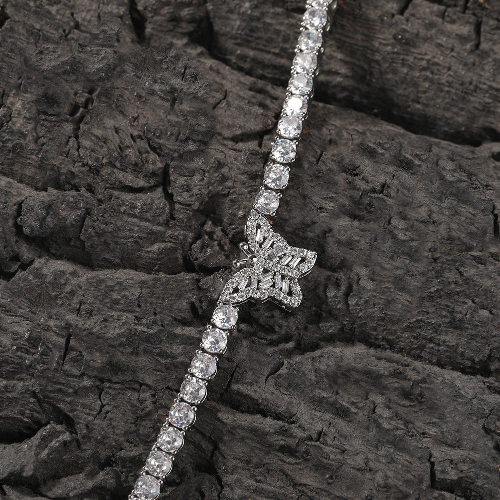diamond tennis necklace butterfly chain - MERGE.DAY.1.FREESTYLE