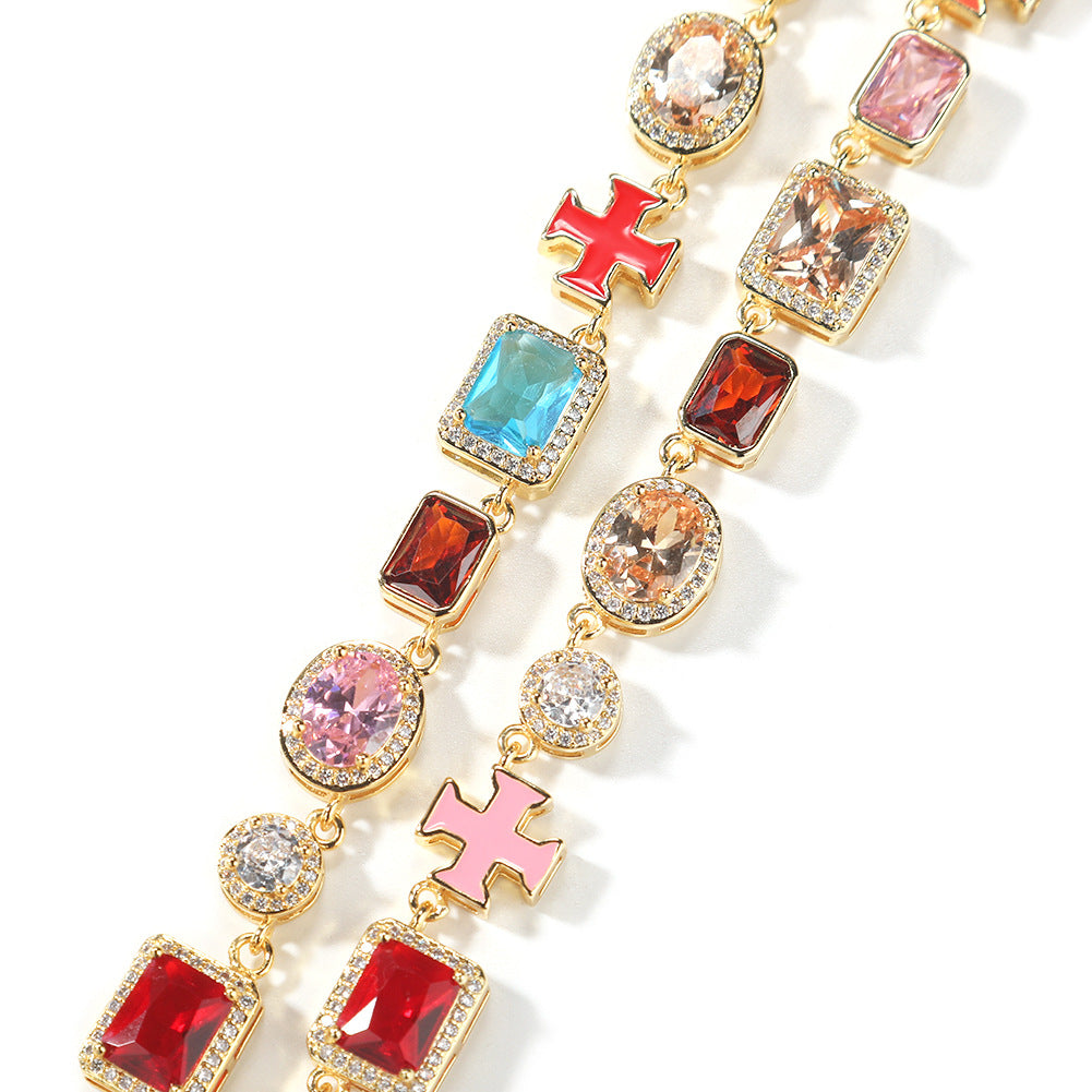 Exquisite diamond-encrusted colored gemstone bracelet and necklace - MERGE.DAY.1.FREESTYLE
