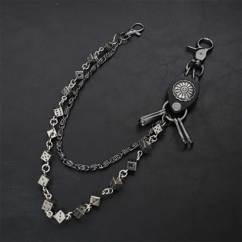 Carved leather dice vintage double-layer trouser chain waist chain - MERGE.DAY.1.FREESTYLE
