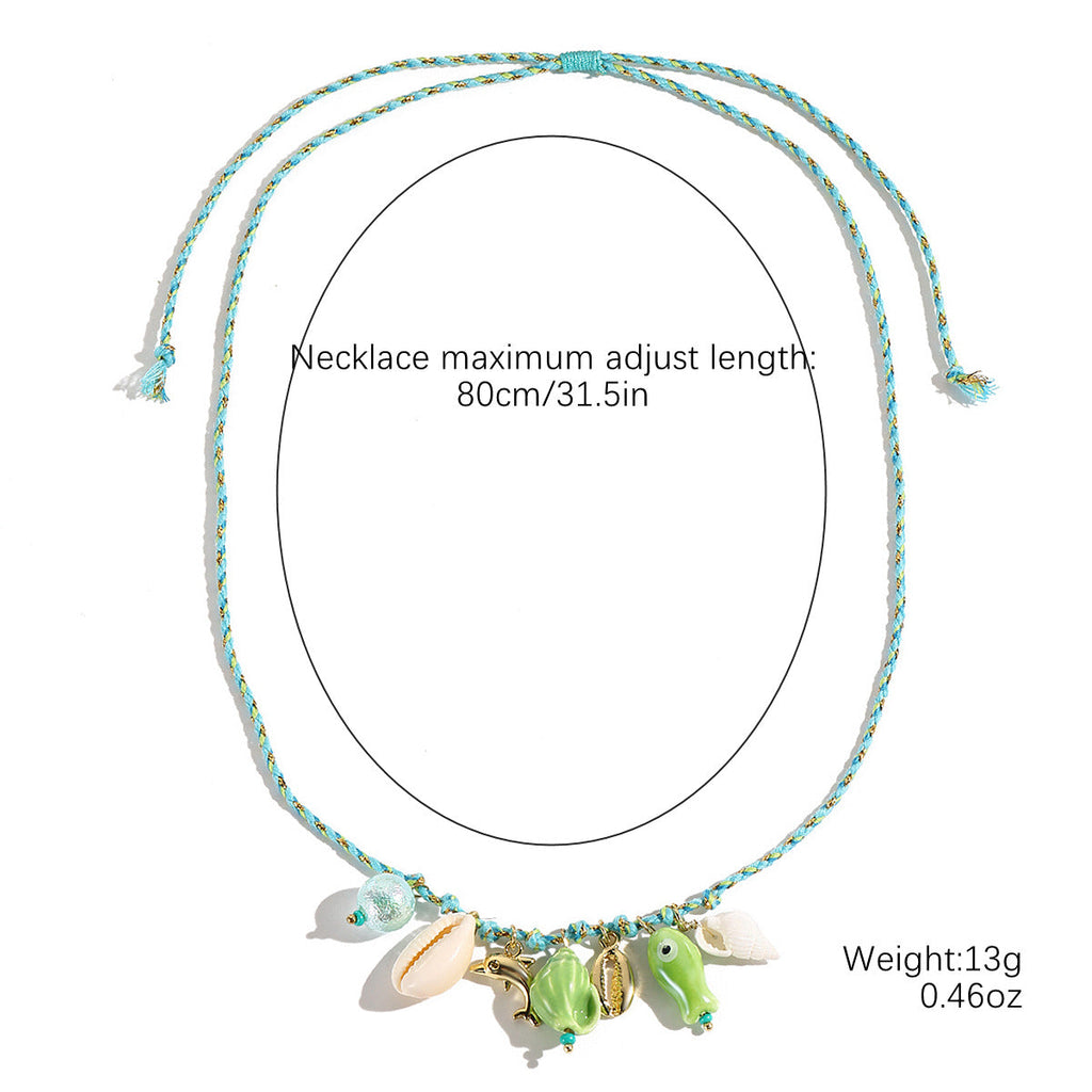 starfish shell necklace colorful rope braided ceramic necklace - MERGE.DAY.1.FREESTYLE