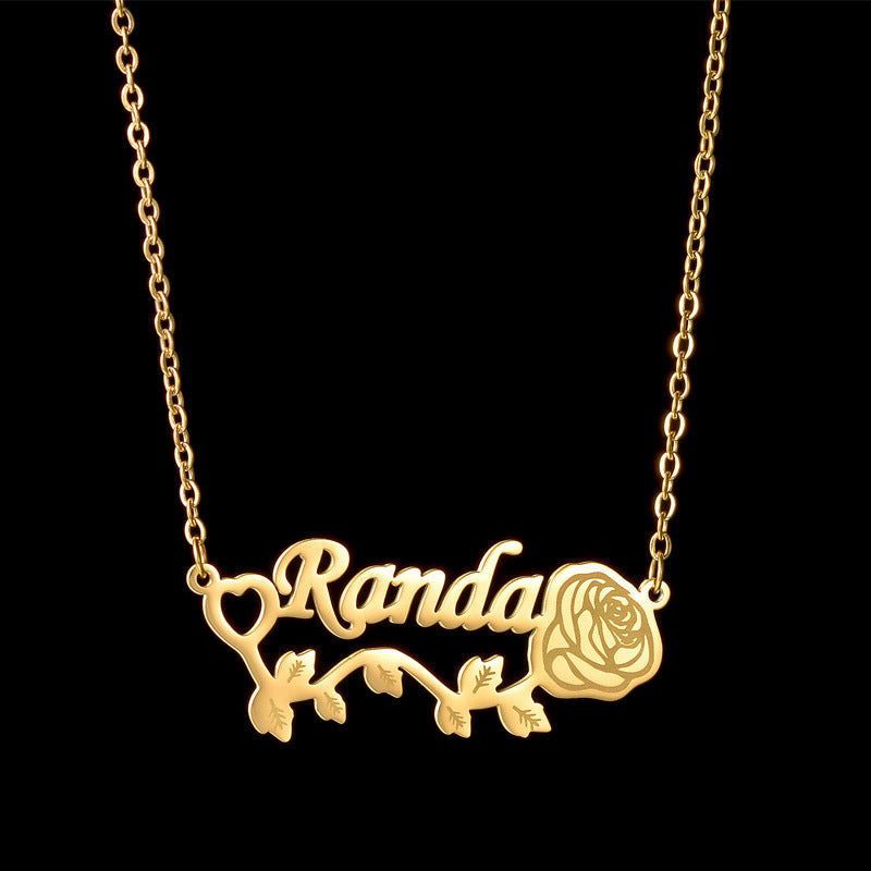 rose custom name necklace diy personalized jewelry - MERGE.DAY.1.FREESTYLE