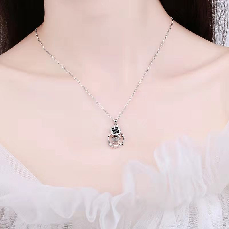 S925 Silver Epoxy Necklace Female Projection Pendant - MERGE.DAY.1.FREESTYLE