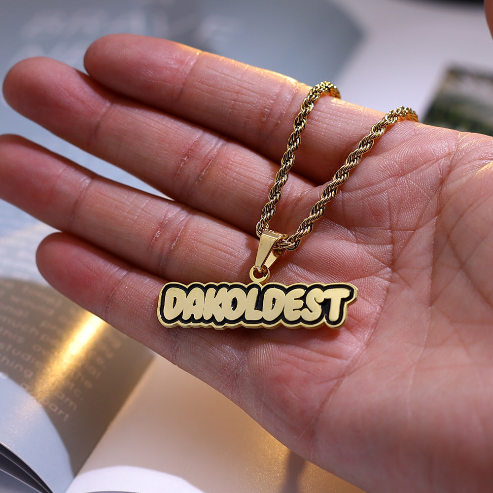 Customized vintage French ins enamel letter pendant - MERGE.DAY.1.FREESTYLE