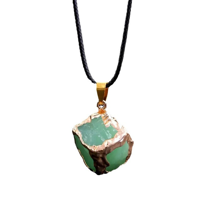 Natural stone mixed color crystal gold edge pendant - MERGE.DAY.1.FREESTYLE