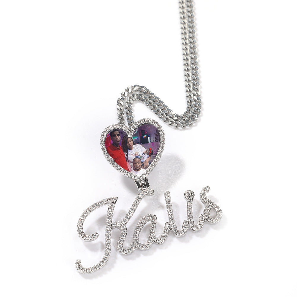 Love Photo Pendant Letter Necklace DIY Zircon Photo Frame Necklace - MERGE.DAY.1.FREESTYLE