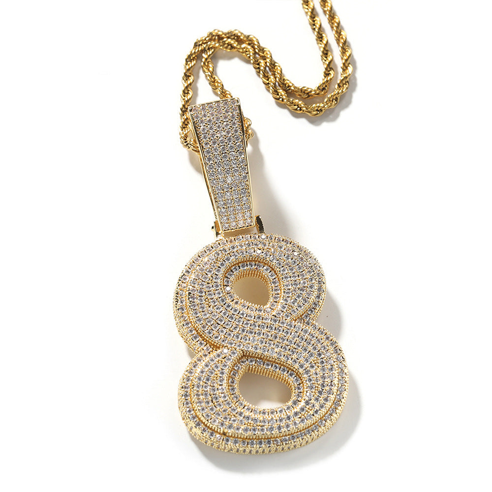 Hip-hop diamond-encrusted number pendant - MERGE.DAY.1.FREESTYLE