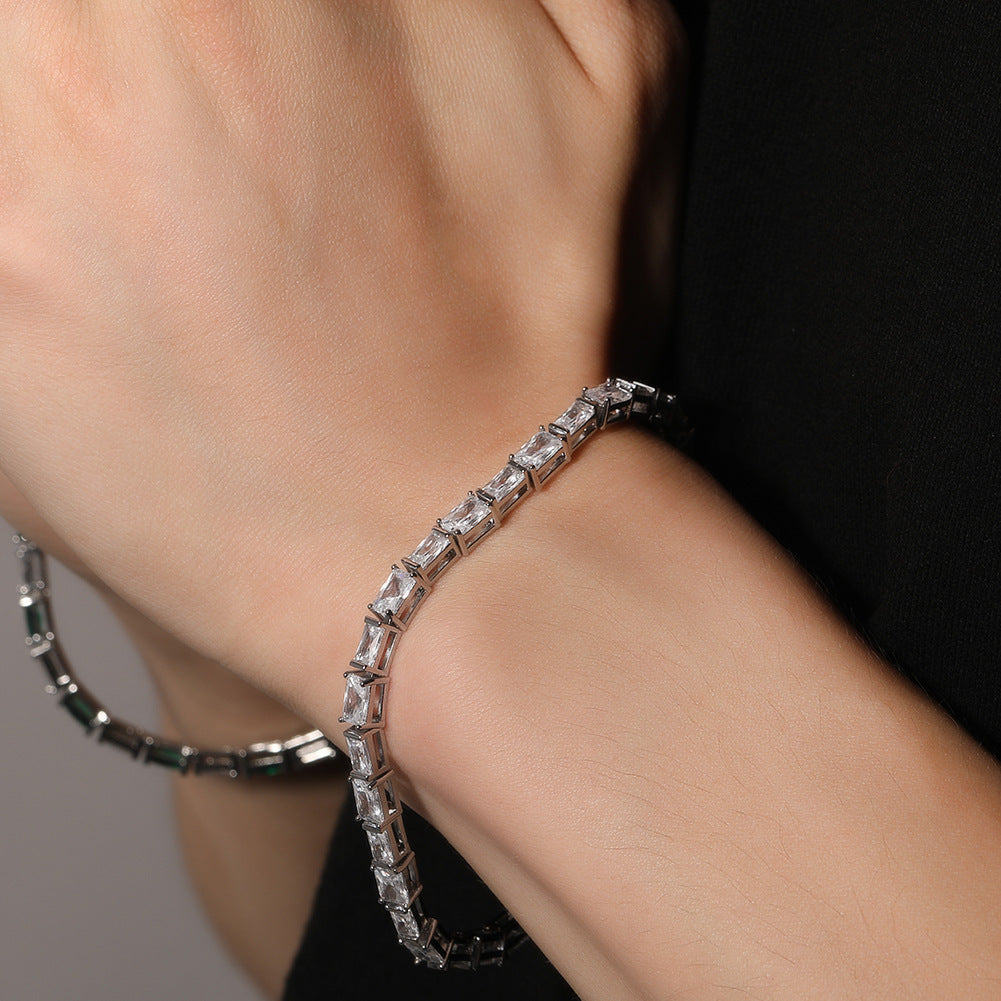 Hip-hop zircon-encrusted emerald color-matching tennis chain - MERGE.DAY.1.FREESTYLE