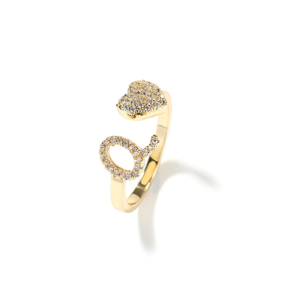 Hip-hop zircon-encrusted 26 English letters ring - MERGE.DAY.1.FREESTYLE