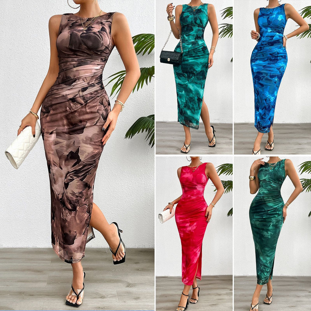 2024 Spring and Summer Tie-Dye Temperament Slim Sleeveless Dress - MERGE.DAY.1.FREESTYLE