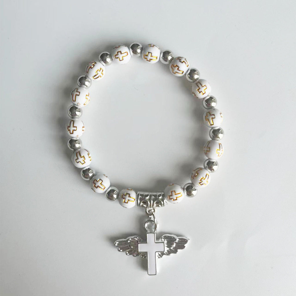 rosary bracelet acrylic cross angel hand jewelry - MERGE.DAY.1.FREESTYLE